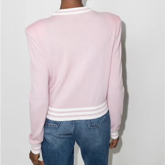 Balmain Light Pink Logo- Embroidered Jumper